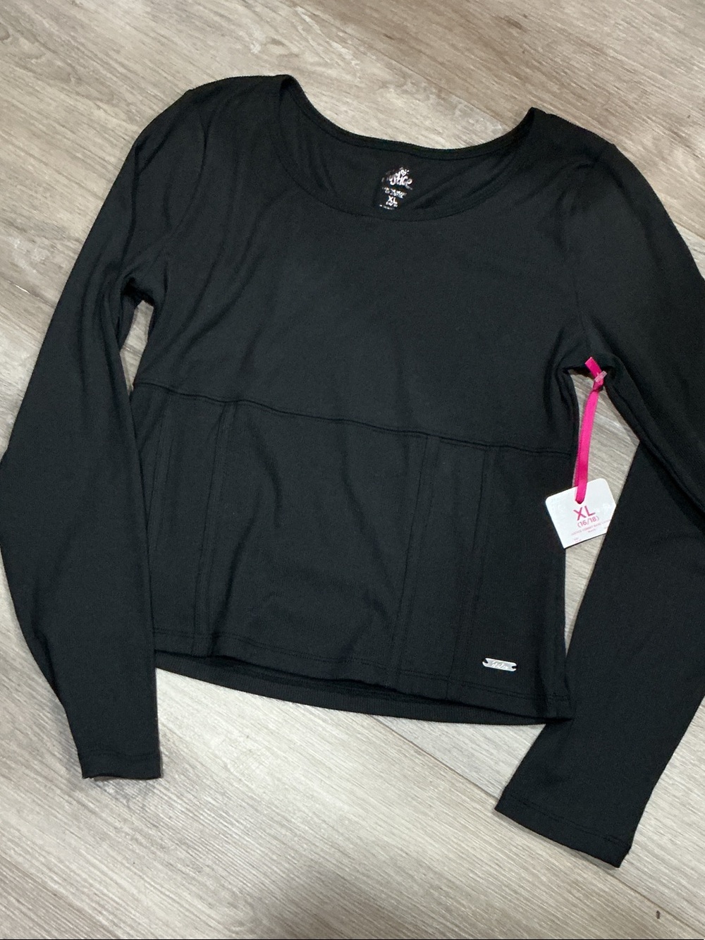 Justice Black Long-Sleeve Athletic Tee
